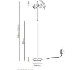 Lampadaire*Light Point Lampadaire, Orbit Floor, , LED, dim, 2700K, 2250 lm, H99,2cm - laiton