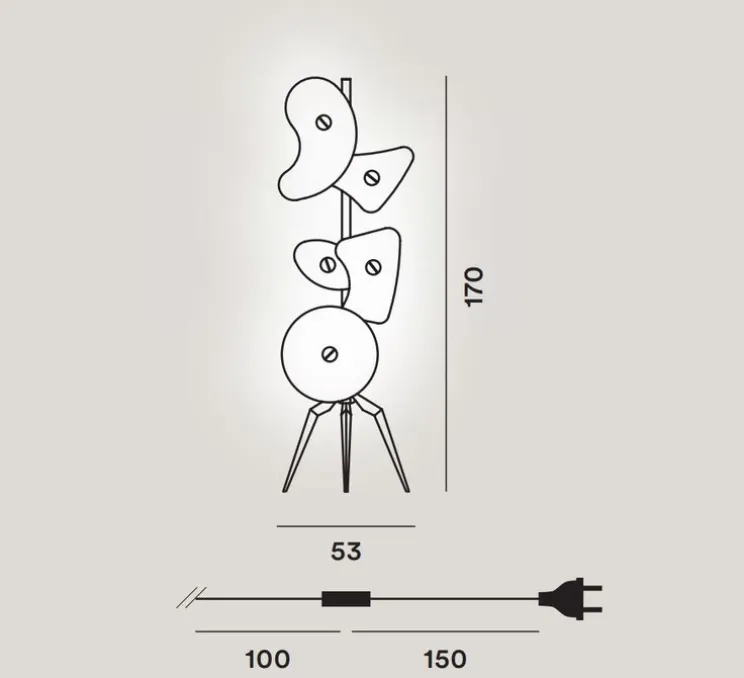 Lampadaire, Orbital, multicolore, Ø53cm, H170cm - Foscarini