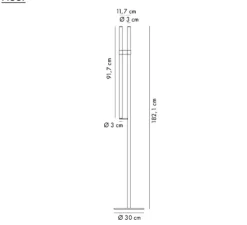 Lampadaire*Axolight Lampadaire, Paralela, , LED, dim, 2700K, 1103 lm, Ø30cm, H182,1cm - noir intense