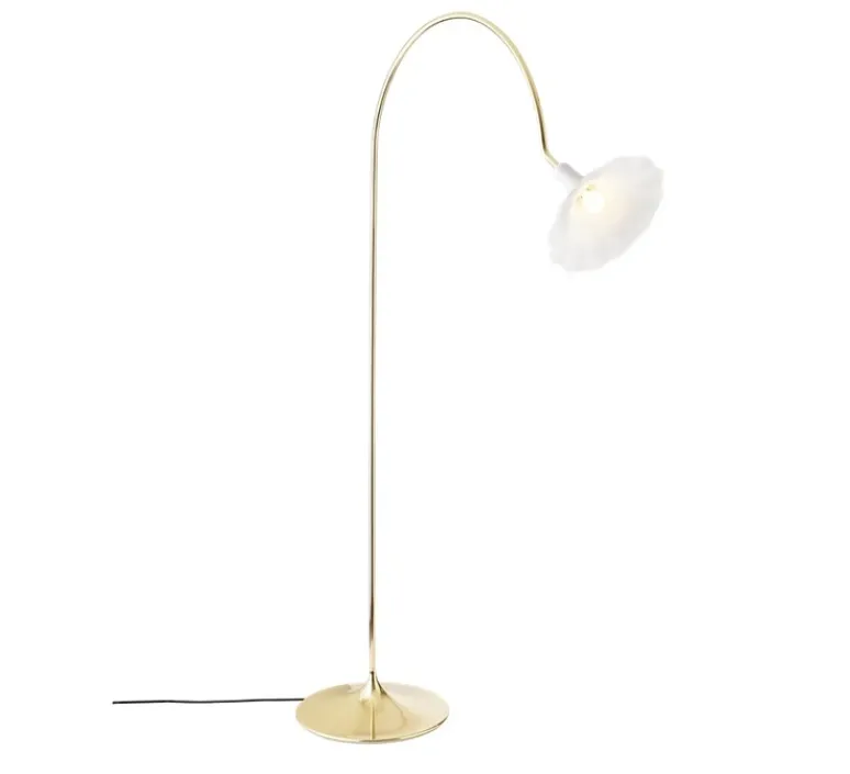 Lampadaire*Nuura Lampadaire, Petalii, , L105cm, H170cm - blanc, laiton poli
