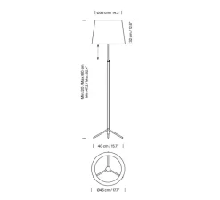 Lampadaire*Santa & Cole Lampadaire, Pie de Salon G1, , Ø45cm, H160cm - structure chrome, ruban naturel