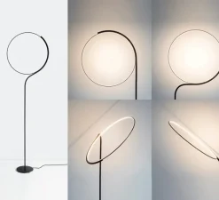 Lampadaire*KDLN Lampadaire, Poise, , LED, dim, 2700k, 3600 lm, Ø55cm, H196cm - noir et blanc