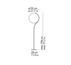 Lampadaire*KDLN Lampadaire, Poise, , LED, dim, 2700k, 3600 lm, Ø55cm, H196cm - noir et blanc