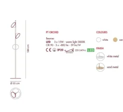 Lampadaire, PT Orchid, sable, LED, Ø35cm, H184cm - Axolight