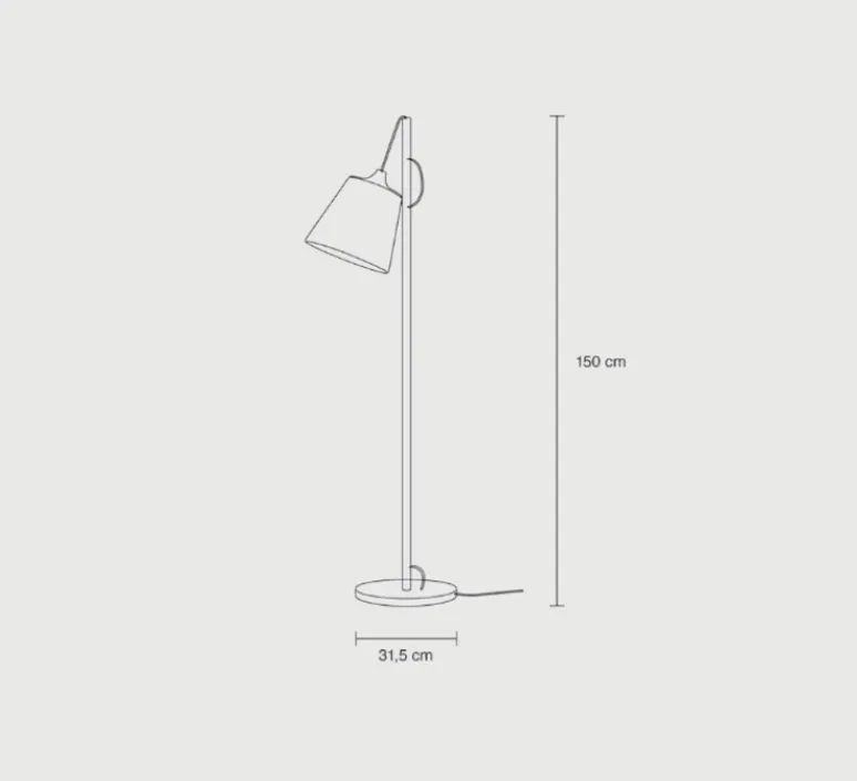 Lampadaire*Muuto Lampadaire, Pull, , H150cm, Ø31,5cm - blanc, chêne