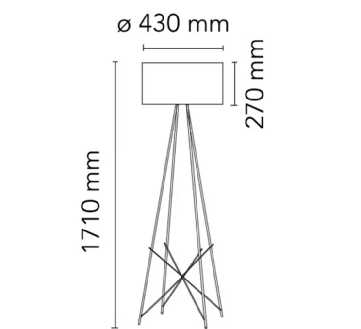 Lampadaire, Ray Floor 2, noir, chrome, Ø43cm, H171cm - Flos