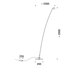 Lampadaire*Davide Groppi Lampadaire, Sampei 440, , LED, 3000K, 1915lm, dim, IP20, Ø230cm, H390cm - noir mat