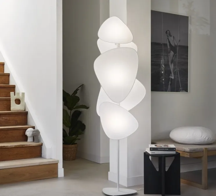 Lampadaire, Screen, Blanc, L50cm, H179cm - MARKET SET