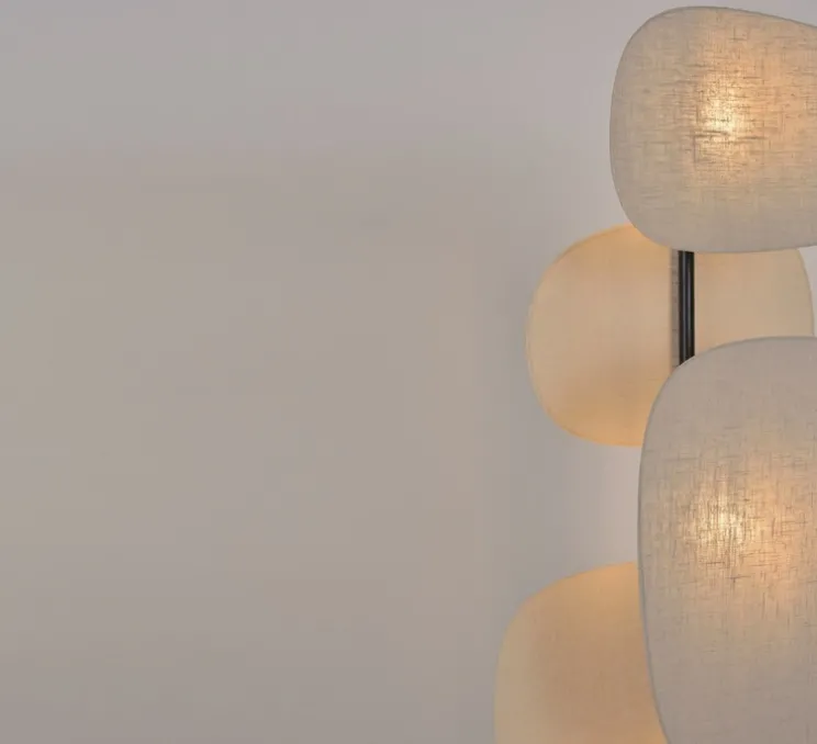 Lampadaire, Screen 70's 3L, lin bouleau, L48cm, H174cm - Market Set