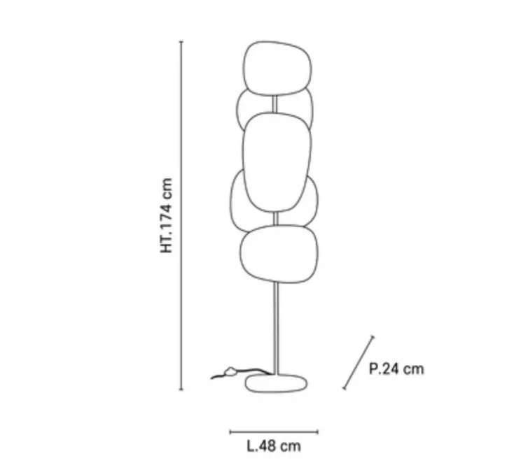 Lampadaire, Screen 70's 3L, lin bouleau, L48cm, H174cm - Market Set