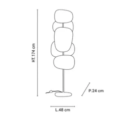 Lampadaire, Screen 70's 3L, lin, noir, L48cm, H174cm - Market Set
