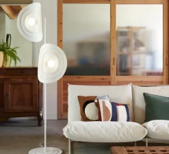 Lampadaire, Selenitis 2L, blanc, Ø60cm, H180cm - Market Set