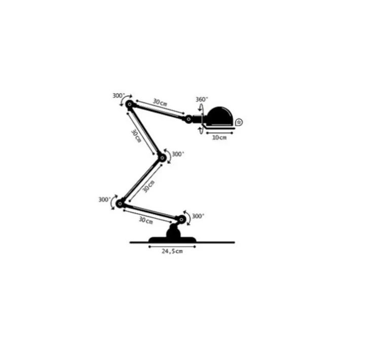 Lampadaire, Signal 4 bras, SI433, jaune souffre, Ø24,5cm, H120cm - Jieldé
