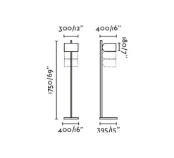 Lampadaire, Stand Up, noir, blanc, Ø40cm, H175cm - Faro