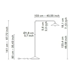 Lampadaire, Standing Lamp marble N°1, rouge, L34cm, H141cm - Valerie_Objects