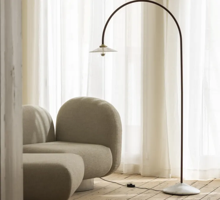 Lampadaire, Standing Lamp marble N°2, rouge foncé, L34cm, H172cm - Valerie_Objects