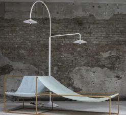 Lampadaire*Valerie_Objects Lampadaire, Standing Lamp marble N°3, , L34cm, H200cm - blanc