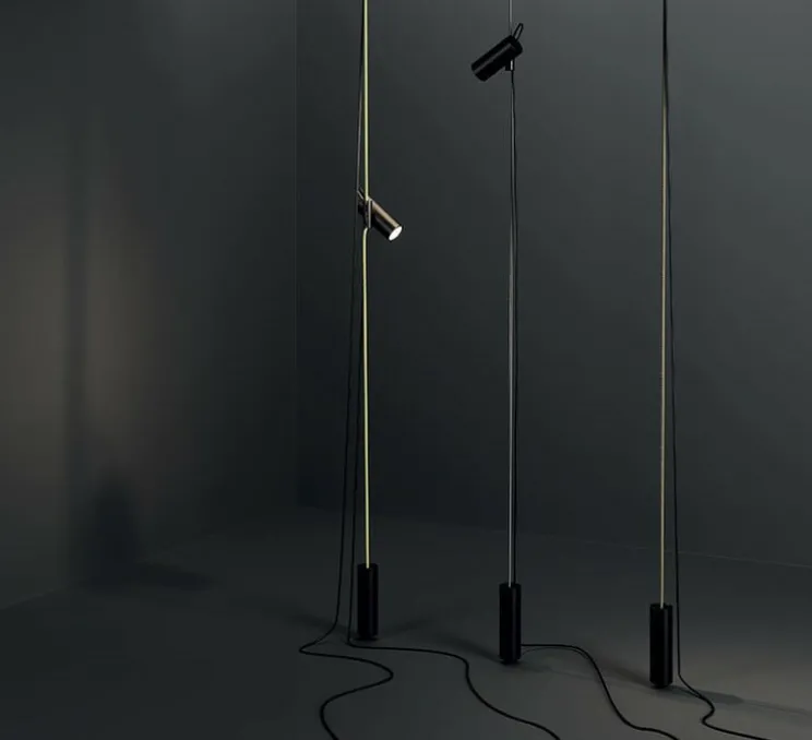 Lampadaire suspendu, Cima, noir, or mat, Ø6cm, H34cm - Lodes