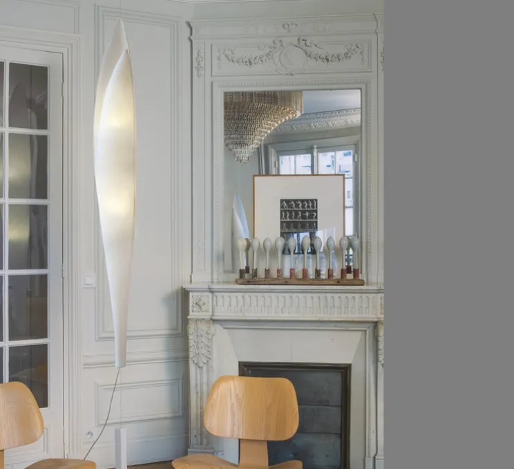 Lampadaire suspendu, ENVOL, blanc, H198cm - Celine-Wright