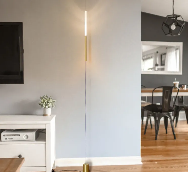 Lampadaire suspendu, Equilibrio, laiton, LED, dim, 2700K, 420 lm, Ø2,2cm, H30cm - OliveLab