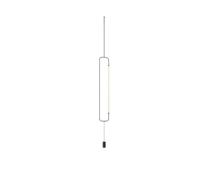 Lampadaire suspendu, Skylines S&P Linear midi, noir, laiton satiné, LED, dim, 2700/3000K, 780 lm, Ø18cm, H86cm - Lumen Center Italia