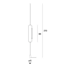 Lampadaire suspendu, Skylines S&P Linear midi, noir, laiton satiné, LED, dim, 2700/3000K, 780 lm, Ø18cm, H86cm - Lumen Center Italia