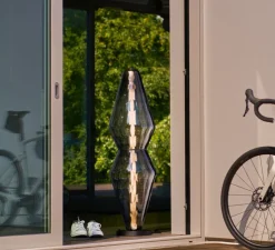 Lampadaire, The Palazzo, noir, verre fumé optique, LED, dim, 2700K, lm, Ø35cm, H123,5cm - Rubn