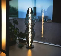 Lampadaire, The Palazzo, noir, verre fumé optique, LED, dim, 2700K, lm, Ø35cm, H123,5cm - Rubn