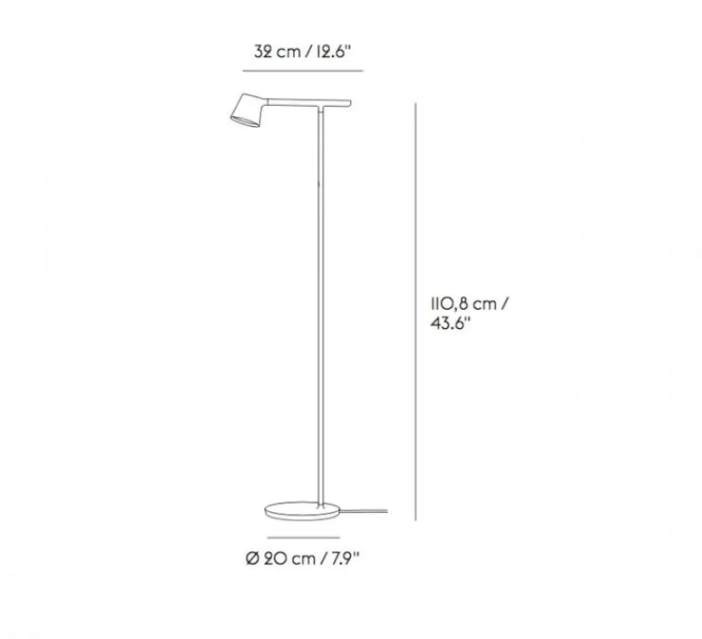 Lampadaire*Muuto Lampadaire, Tip, , LED, 2700K, 330lm, L20cm, H110,8cm - gris