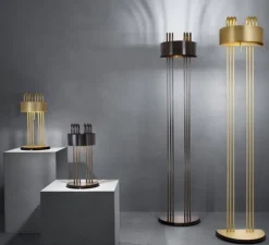 Lampadaire, TMB, laiton satiné, LED, dim, 3000k, UP 2900lm, DOWN 1200lm lm, L41cm, H175cm - Lumen Center Italia