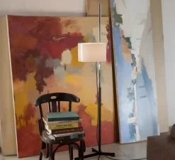 Lampadaire*Santa & Cole Lampadaire, TMC, , L38cm, H171cm - chrome, noir et blanc