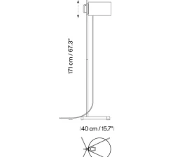 Lampadaire*Santa & Cole Lampadaire, TMC, , L38cm, H171cm - chrome, noir et blanc