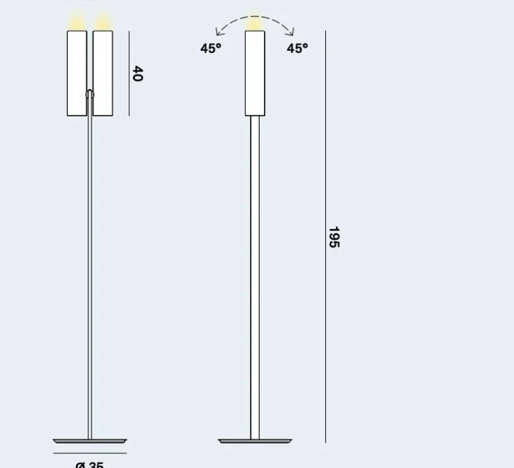 Lampadaire, Tobu, bronze, LED, dim, 2700K, 7100 lm, Ø35cm, H195cm - Rotaliana