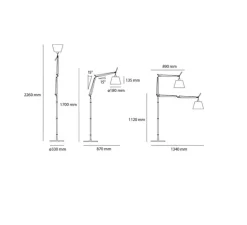 Lampadaire*Artemide Lampadaire, Tolomeo Basculante Terra, , dimmable, H226cm, L87cm - parchemin