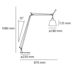 Lampadaire*Artemide Lampadaire, Tolomeo Basculante Reading Floor, , H108cm, Ø23cm - satin