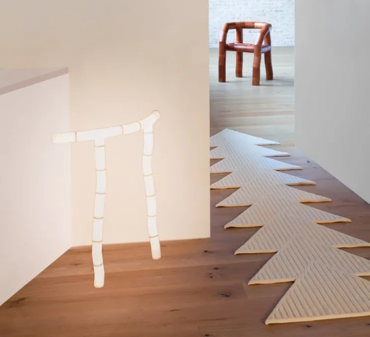 Lampadaire, Tratti 566.61, nylon naturel, nickel opaque, IP40, LED, dim, 2700K, 1600 lm, L77,5cm, H80cm - Tooy