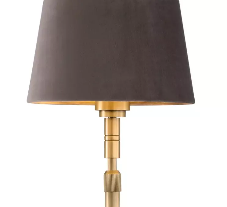 Lampadaire, Tryon, laiton brossé, abat-jour gris velours, Ø20cm, H146,5cm - Eichholtz