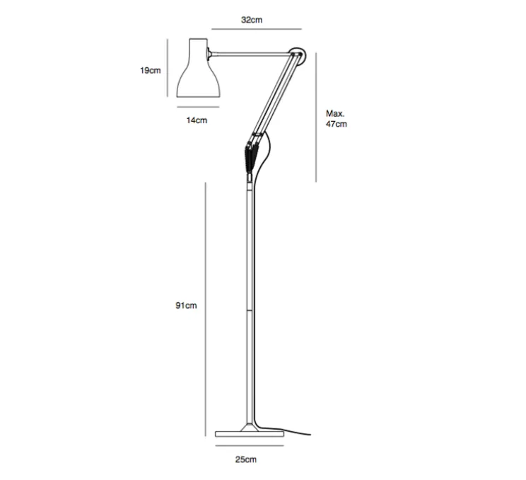 Lampadaire, Type 75, blanc, H154cm - ANGLEPOISE
