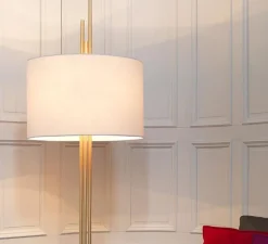 Lampadaire, Upper, Blanc et laiton satiné, Ø60cm, H200cm - CVL