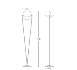 Lampadaire, Victory, laiton poli, LED, dim, 3000k, 3100 lm, Ø34cm, H180cm - Lumen Center Italia