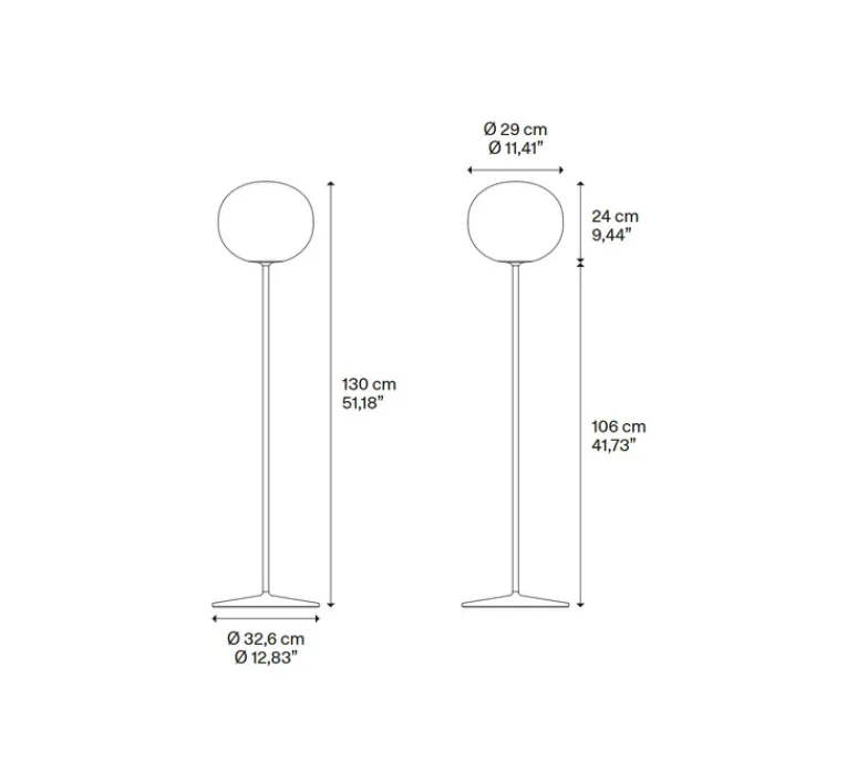 Lampadaire*Lodes Lampadaire, Volum Short 29, , Ø29cm, H106cm - blanc brillant