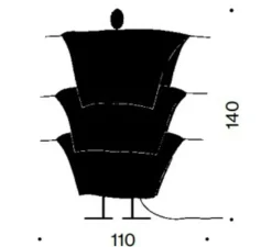 Lampadaire*Ingo Maurer Lampadaire, Walking in the Rain, , LED, dim, 2700K, 1940 lm, Ø110cm, H140cm - blanc et rouge