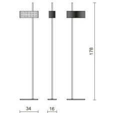 Lampadaire*Tato Italia Lampadaire, Wallie, , L34cm, H178cm - Blanc, Laiton