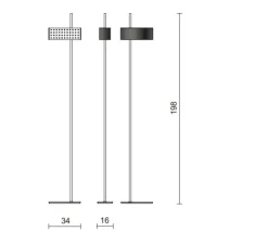 Lampadaire, Wallie, Noir, Chrome, L34cm, H198cm - Tato Italia
