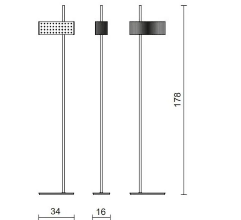 Lampadaire*Tato Italia Lampadaire, Wallie, , L34cm, H178cm - Noir, Chrome