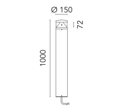 Lampadaire*Flos Lampadaire, Zefiro, , IP65, LED, 2700K, 1357 lm, Ø15cm, H100cm - noir