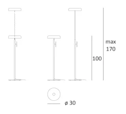 Lampadaire*Lumen Center Italia Lampadaire, zero floor, , LED, 3000K, 1200 lm, Ø30cm, H100/170cm - blanc