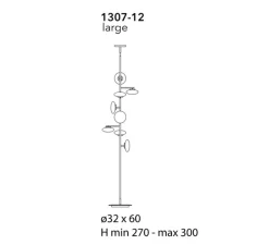 Lampadaire-plafonnier, Mami, large, noir, LED, dim, 2700K, L60cm, H270-300cm - Penta