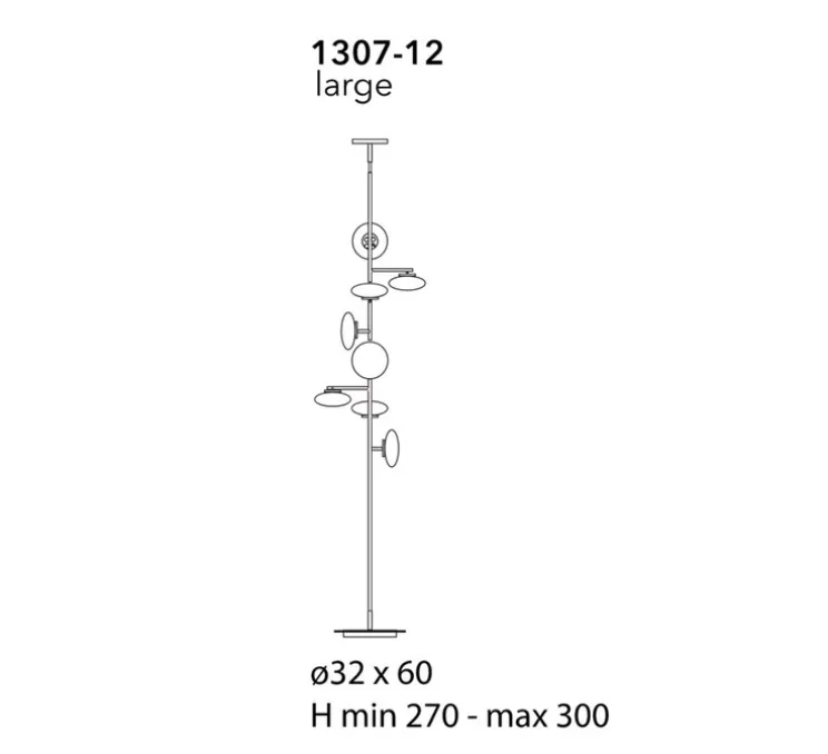 Lampadaire-plafonnier, Mami, large, noir, LED, dim, 2700K, L60cm, H270-300cm - Penta