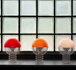 Lampe*Verpan Lampe à poser / baladeuse, Wire, , LED, IP44, Ø18cm, H25cm - rouge, chrome